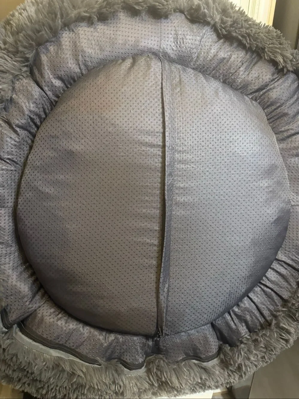 Bedsure Calming Donut Washable Anti-Slip Fluffy Round Dog Pet Bed Large Gray 36